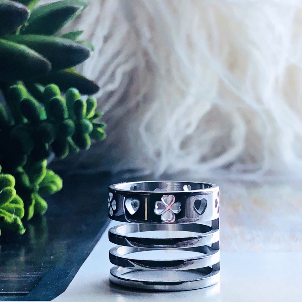 Ring heart four leaf clover size 7.5 silver  2018